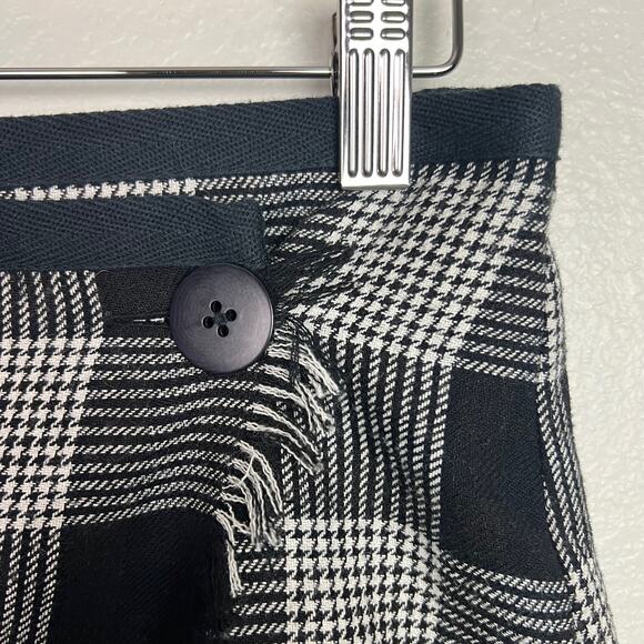 Madewell Size 4 Black and White Houndstooth Plaid Wool Blend Wrap‎ Mini Skirt - Picture 2 of 7